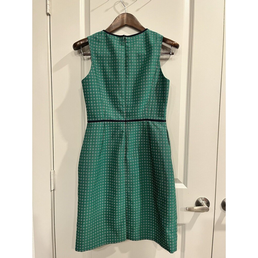 J.CREW Green/Blue Geometric Sheath Dress Pockets Lined Round Neck size 6 0069 - Picture 6 of 8